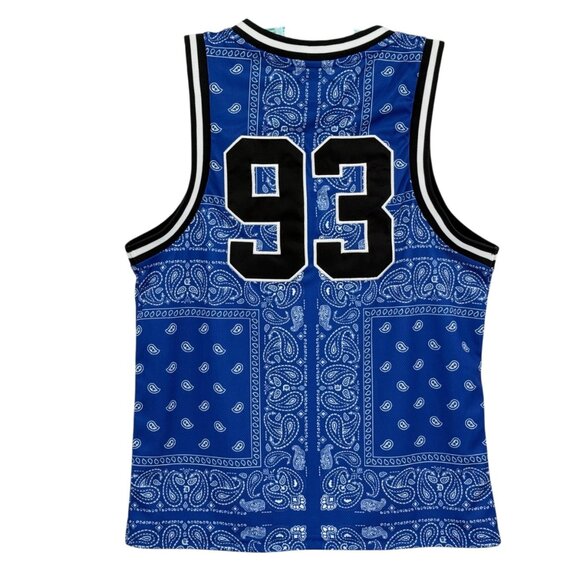 NWT Dogg Supply Men's Royal Blue Mesh Bandana Basketball Jersey Tank Size Small - Picture 2 of 8